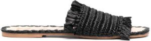 Manebi flat straw sandals Black