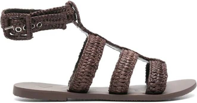 Manebi gladiator interwoven raffia sandals Brown