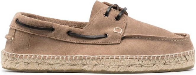 Manebi lace-up suede boat shoes Brown