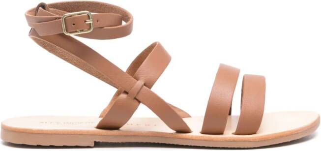 Manebi multi-way strap leather sandals Brown