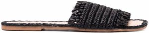 Manebi raffia slip-on sandals Black