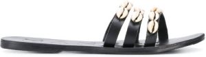 Manebi shell trim flat sandals Black