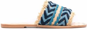 Manebi striped open-toe sandals Blue