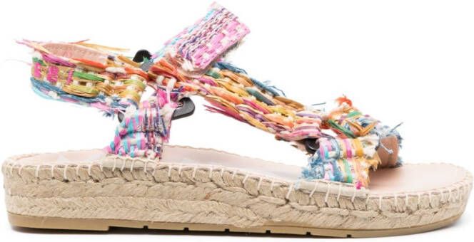 Manebi touch-strap raffia sandals Pink