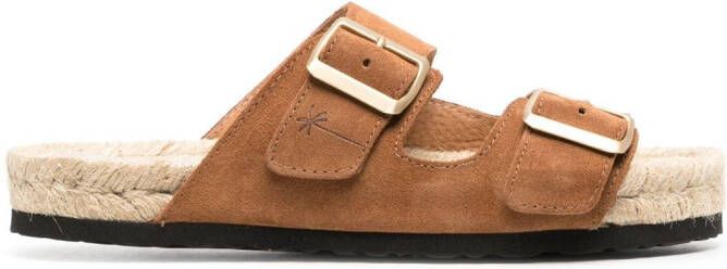 Manebi Venice suede double-strap sandals Brown
