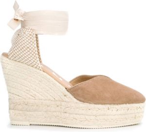 Manebi wrap-tie wedge sandals Neutrals