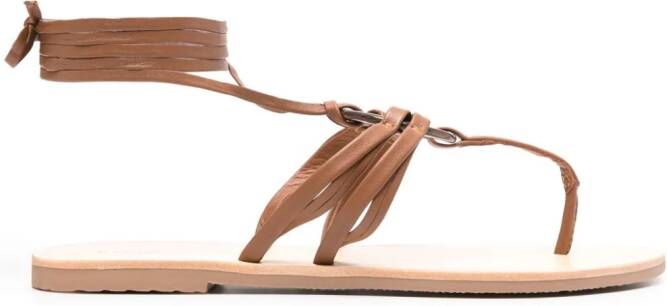 Manebi x Alex Rivière leather sandals Brown