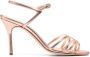 Manolo Blahnik 100mm metallic-effect leather sandals Pink - Thumbnail 1