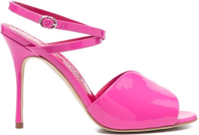 Manolo Blahnik 110mm shimmer-finish sandals Pink