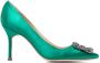 Manolo Blahnik 90mm Hangisi pumps Green - Thumbnail 1