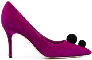 Manolo Blahnik 90mm pompom heels Purple