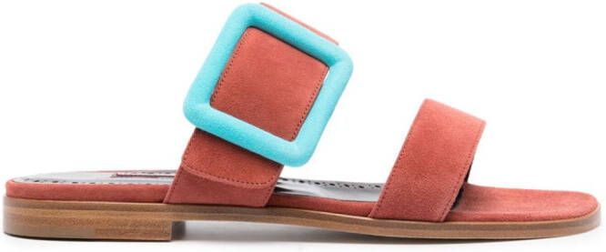 Manolo Blahnik buckle-detail suede sandals Pink