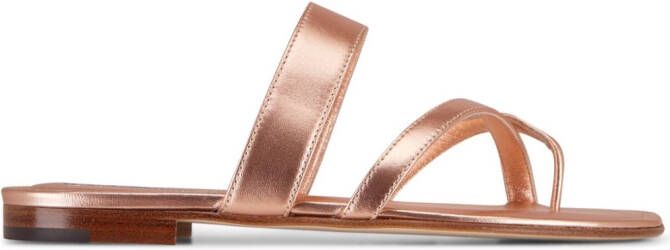 Manolo Blahnik crossover-strap leather sandals Pink