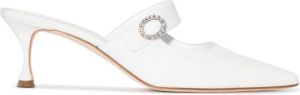 Manolo Blahnik crystal-buckle 50mm pointed pumps White