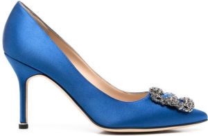 Manolo Blahnik crystal-embellished 90mm pumps Blue