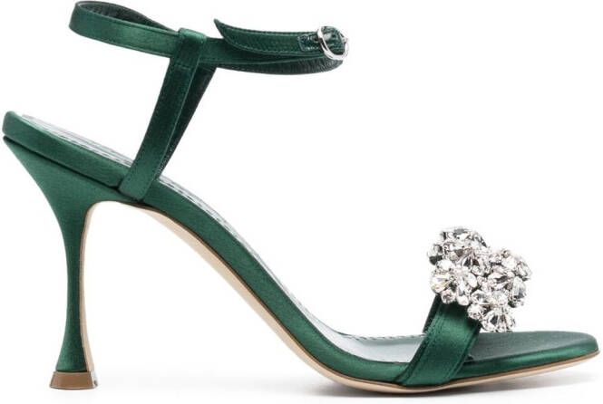Manolo Blahnik crystal-embellished sandals Green