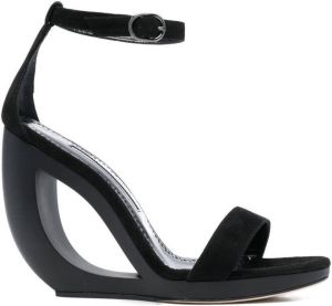 Manolo Blahnik cut-out 130mm wedge sandals Black