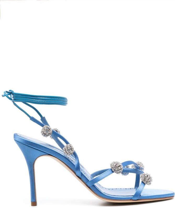 Manolo Blahnik Elsa 100mm bead-strap sandals Blue