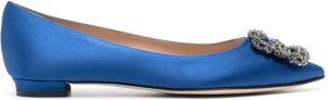 Manolo Blahnik Hangisflat jewel-buckle flat shoes Blue
