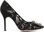 Manolo Blahnik Hangisi 102mm lace pumps Black - Thumbnail 1