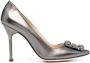 Manolo Blahnik Hangisi 105mm leather pumps Grey - Thumbnail 1