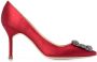 Manolo Blahnik Hangisi 70 crystal-buckled pumps Red - Thumbnail 1