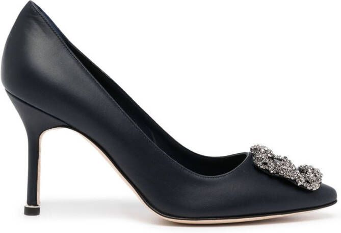 Manolo Blahnik Hangisi 70mm embellished buckle pumps Black