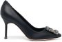 Manolo Blahnik Hangisi 70mm embellished buckle pumps Black - Thumbnail 1