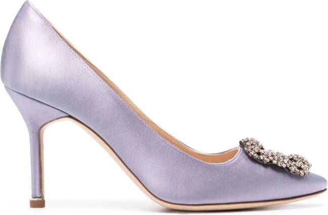 Manolo Blahnik Hangisi 90mm crystal-embellished pumps Purple