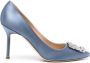 Manolo Blahnik Hangisi 90mm satin pumps Blue - Thumbnail 1