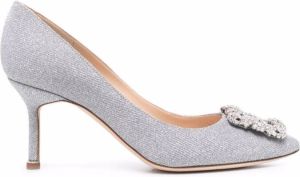 Manolo Blahnik Hangisi 70mm glitter pumps Grey