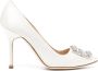 Manolo Blahnik Hangisi satin pumps White - Thumbnail 1