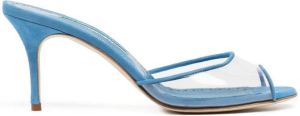 Manolo Blahnik Jadifa transparent heeled 70mm mules Blue