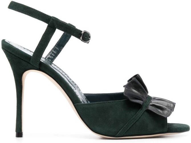 Manolo Blahnik Khedni 105mm suede sandals Green