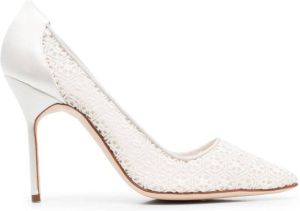 Manolo Blahnik lace pointed-toe 100mm pumps White