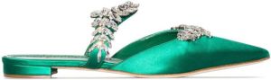 Manolo Blahnik Lurum crystal-embellished mules Green
