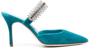 Manolo Blahnik Lutara 90mm pointed mules Blue