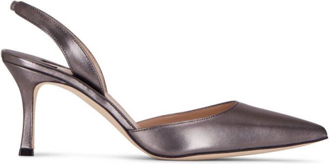 Manolo Blahnik metallic-effect slingback heeled pumps Grey