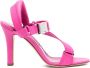 Manolo Blahnik military-buckle 95mm leather sandals Pink - Thumbnail 1