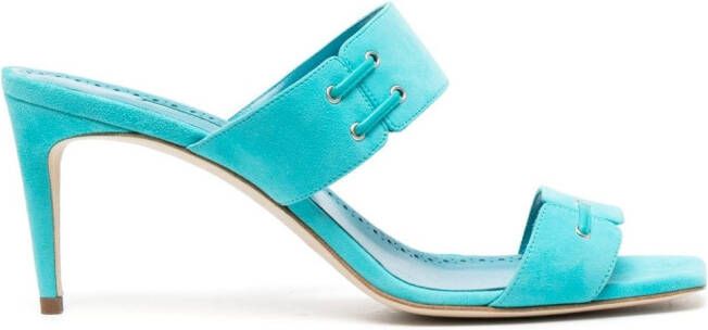 Manolo Blahnik Nebre 70mm double-strap suede sandals Blue