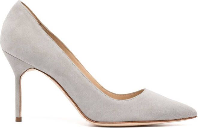 Manolo Blahnik pointed suede 90mm pumps Grey