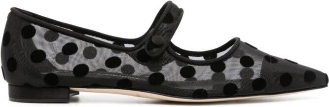 Manolo Blahnik polka-dot flat ballerina shoes Black
