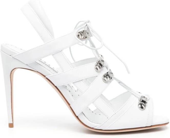 Manolo Blahnik Problax 106mm lace-up sandals White