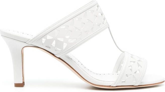 Manolo Blahnik Sophocles 70mm leather sandals White