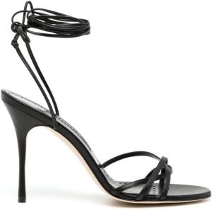Manolo Blahnik strappy lace-up sandals Black