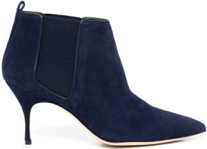 Manolo Blahnik suede pointed-toe ankle boots Blue