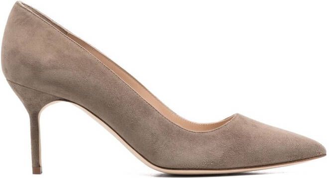 Manolo Blahnik suede pointed toe pumps Grey