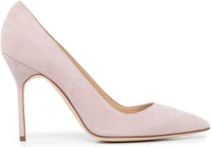 Manolo Blahnik suede pointed toe pumps Pink