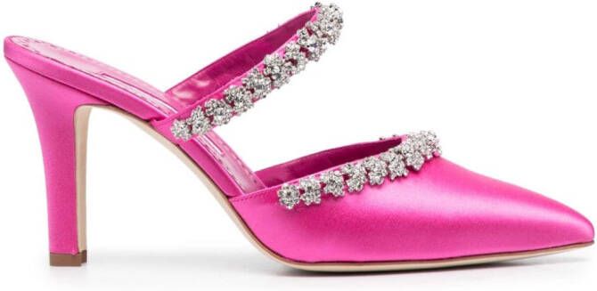 Manolo Blahnik Vedadamu 80mm crystal-embellished mules Pink