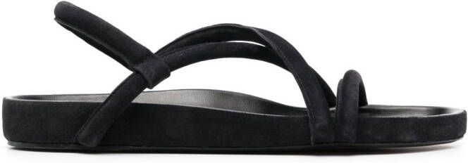 MARANT open-toe flat leather sandals Black